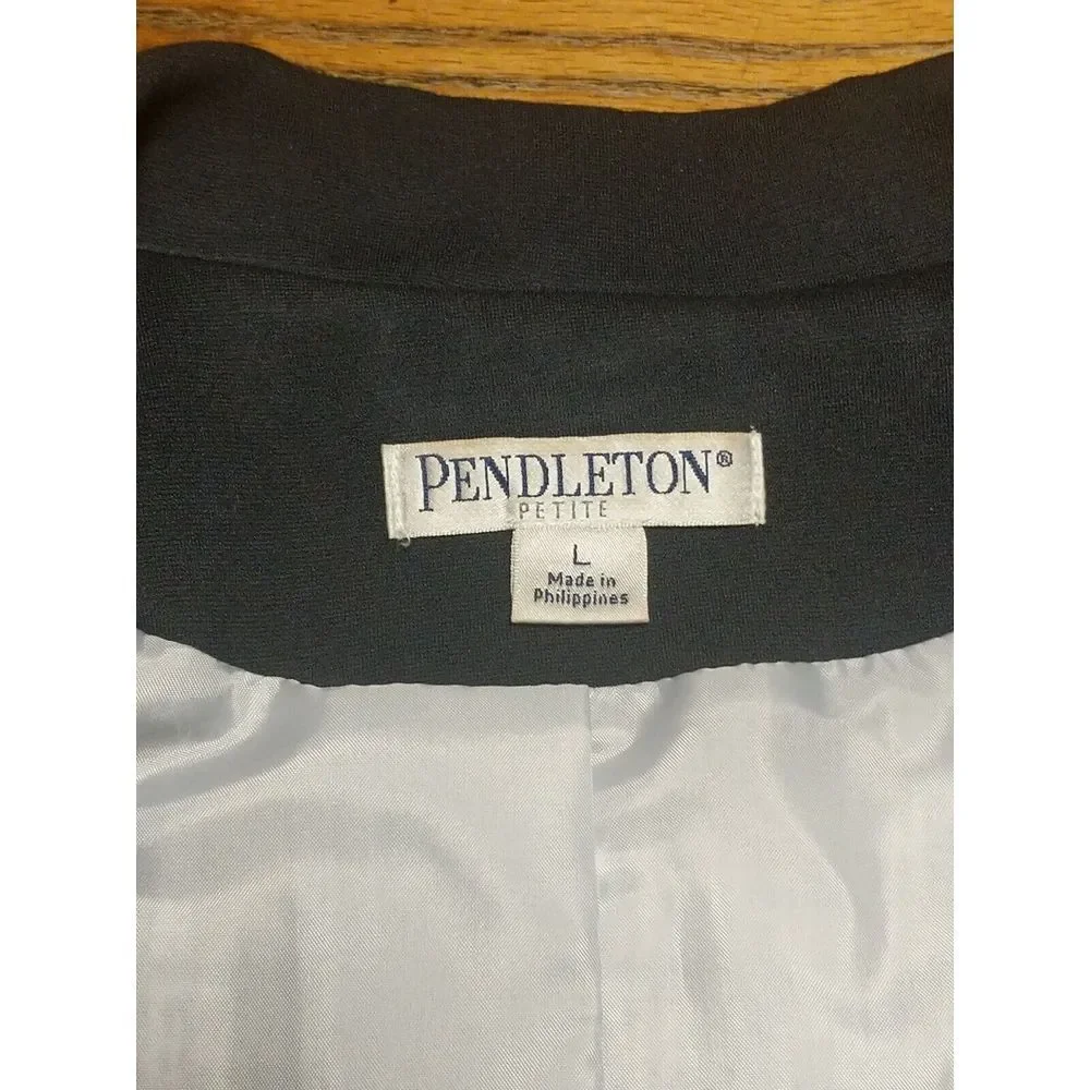Pendleton Women's Suit Jacket LARGE Petite‎ White Black Gray Full Zip Lined